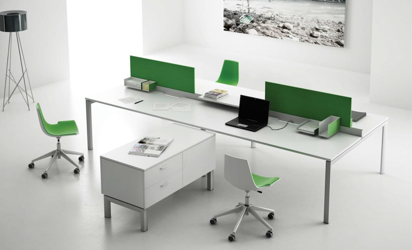 XE Office Desking 4 person cluster 002