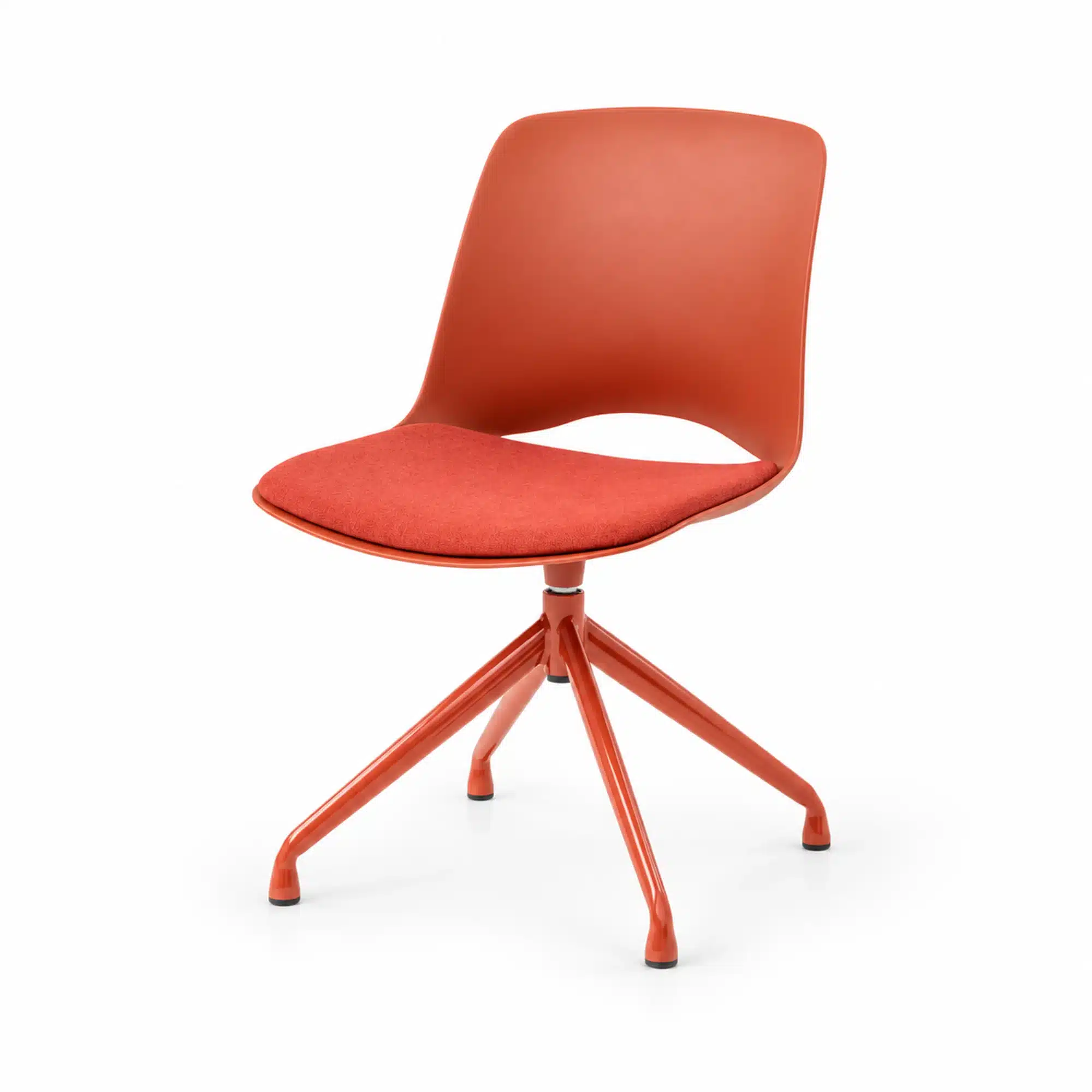 Rust LaVista Pivot padded meeting chair with a curved shell back, upholstered seat and matching four-leg base, shown from a front three-quarter angle on white.